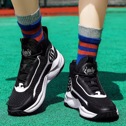 Unisex Fashion Sports Sneakers - Casual Street Athletic Running Shoes with Breathable Fabric Upper, Mid Top Lace-Up, Rubber EVA Sole, All-Season Comfort, Round Toe for Training  Basketball