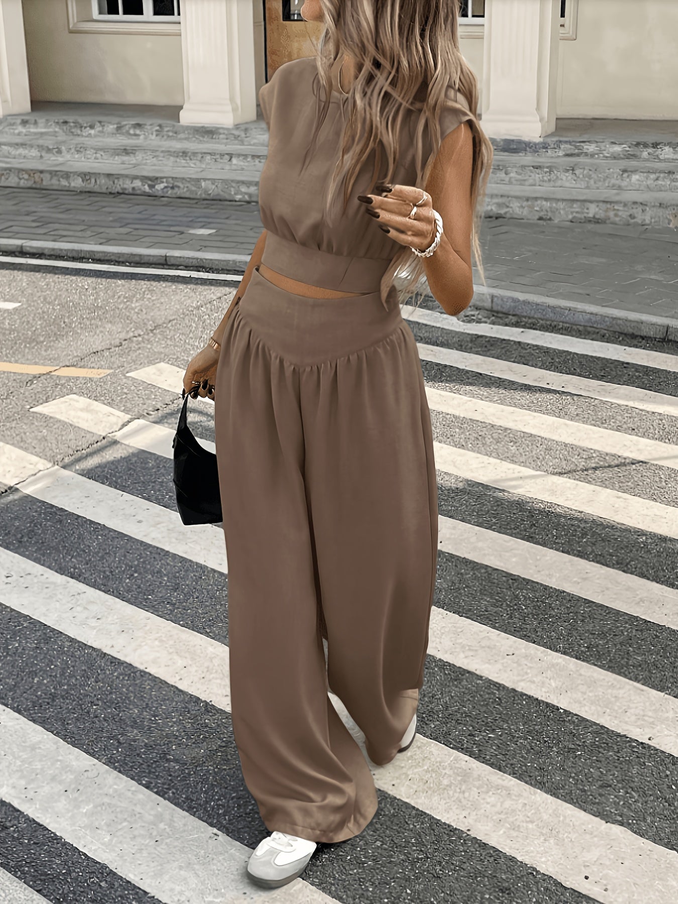 Women’s Spring Summer Casual Solid Color Cat Ear Top & Pants Set