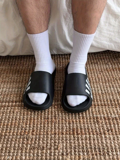 Men's stylish sports flip-flops, indoor non-slip couple slippers, casual and comfortable EVA material slippers, available in large sizes 48-49 - ayq