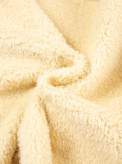 2pcs Boys' Fleece-Lined Hooded Sweatshirt + Casual Pants Set, Solid Color Long-Sleeved Zip-Up Top with Medium Stretch Warm Fabric for Autumn/Winter Season, Perfect for