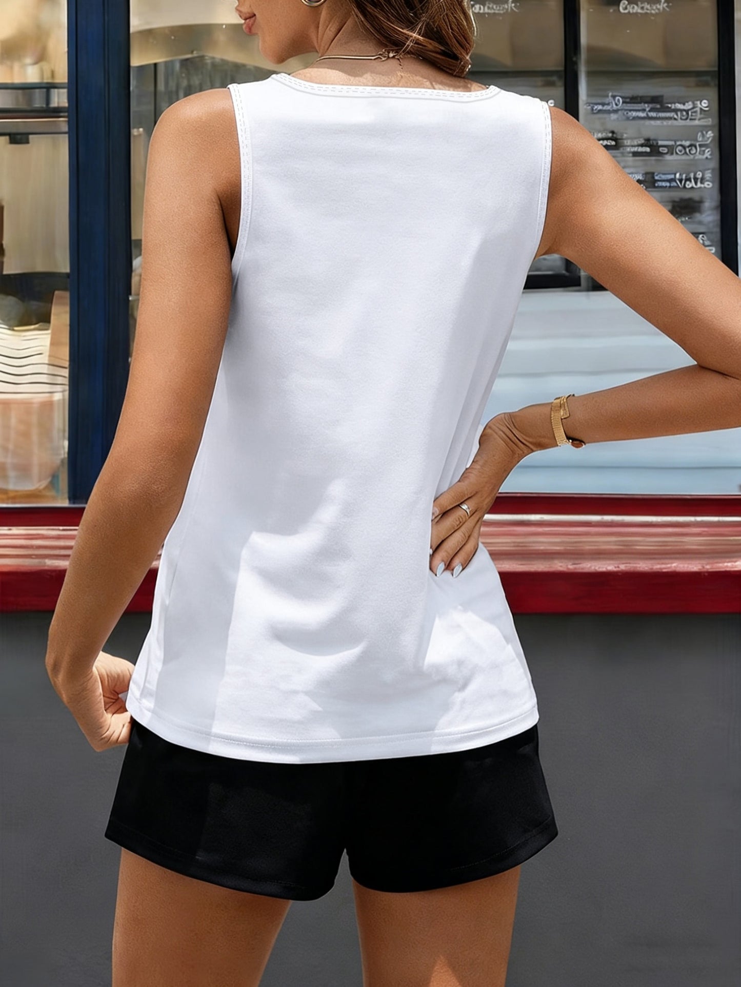 Women's Y2K Geometric Tank Top & Shorts Set, Spring-Summer