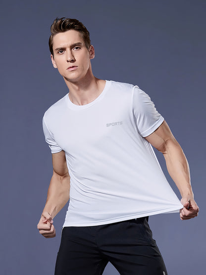 Men's Ultra-Thin T-Shirt with Round Neck, Lightweight and Breathable Performance Running Top for Gym Workouts