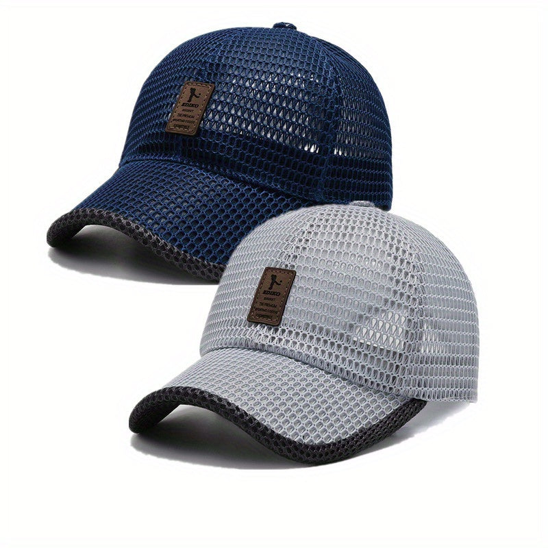 2pcs ediko Mesh Cap with Edge, Summer Mesh Baseball Cap for Men, Truck Driver Mesh Cap, Outdoor Sports Running
