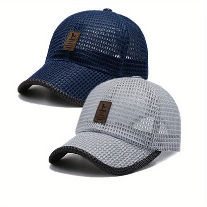2pcs ediko Mesh Cap with Edge, Summer Mesh Baseball Cap for Men, Truck Driver Mesh Cap, Outdoor Sports Running
