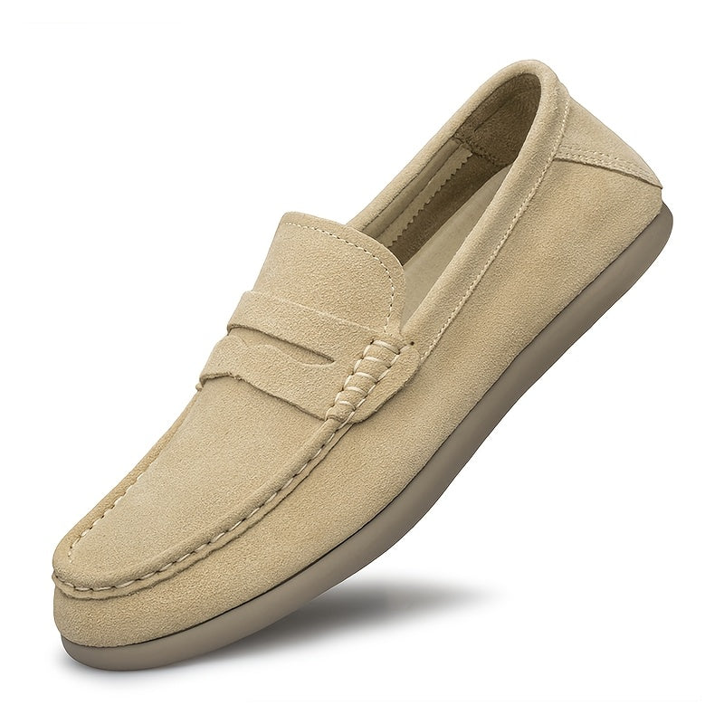 Men's Wide Fit Casual Suede Loafers Comfortable Slip-On Flats