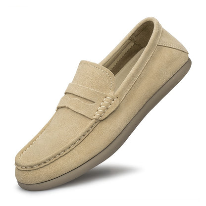 Men's Wide Fit Casual Suede Loafers Comfortable Slip-On Flats
