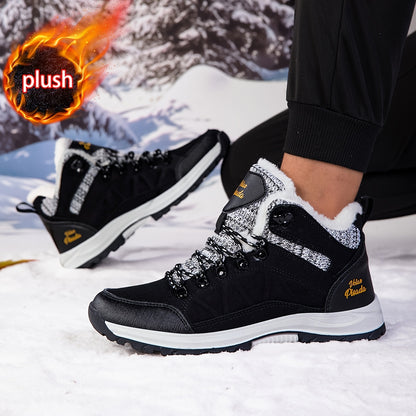 Men'S Heavy-Duty Winter Snow Boots - Thick-Soled Short Boots with Plush Lining & Non-Slip TPR Sole, Mid-Calf Hiking & Climbing Shoes for Ice Climbing, Snowshoeing & Outdoor Adventures, Winter Boots, Hiking Footwear, Sporty De