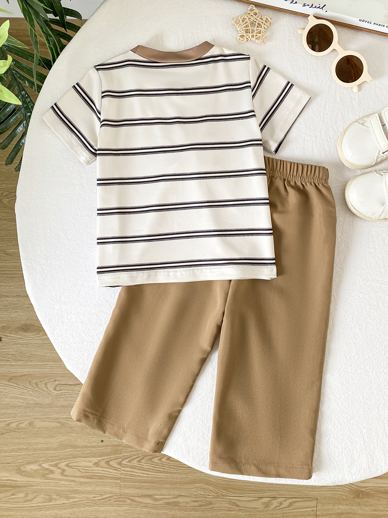 Boys' Casual Polyester T-Shirt & Elastic Waist Pants Set 6M-3T