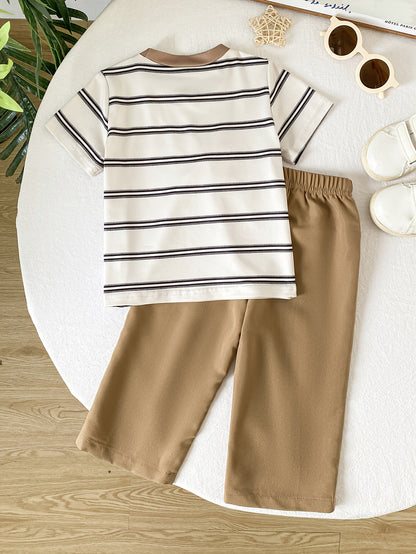 Boys' Casual Polyester T-Shirt & Elastic Waist Pants Set 6M-3T