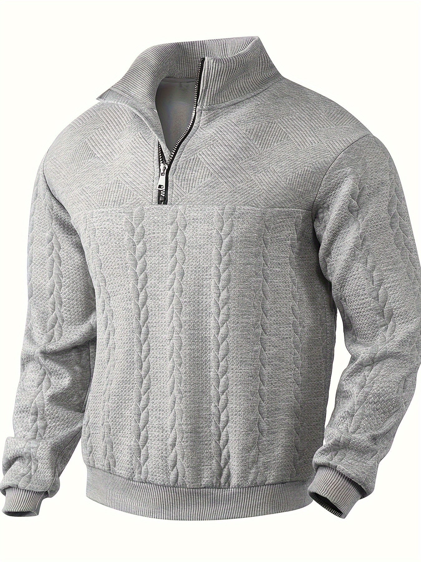 Cross-Border American Retro Casual Stand-Up Collar Zip-Up Loose Knitted Heavyweight Patchwork Jacquard Long-Sleeve Sweatshirt for Autumn And