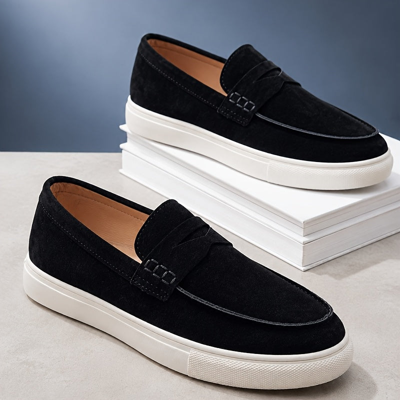 Men's Casual Slip-On Loafers with Cushioned Sole, Round Toe