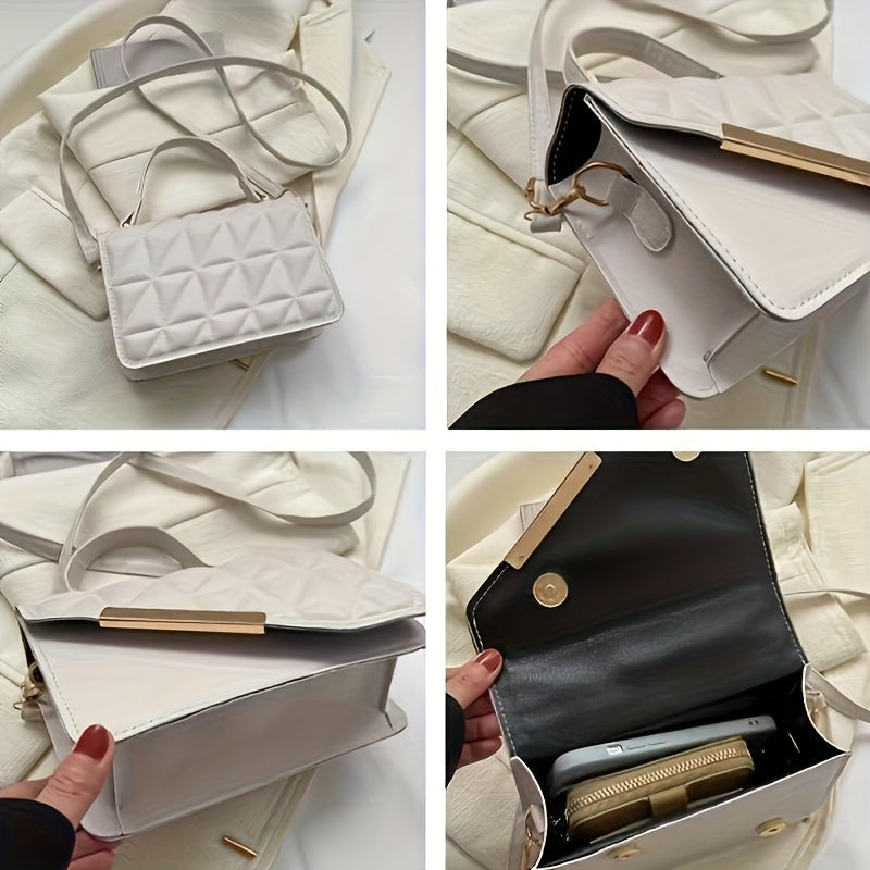 1pc Stylish Quilted Crossbody Bag for Women - Adjustable Strap & Magnetic Clasp Closure, Lightweight Durable Design for Everyday Work Outings, Multiple Colors Available
