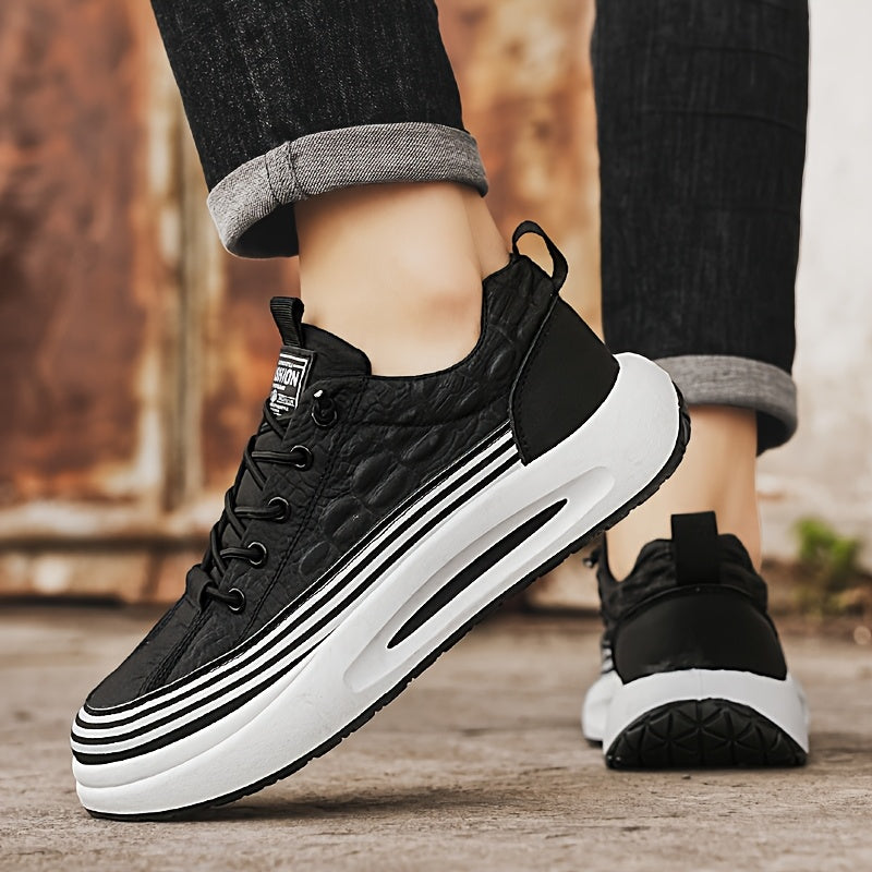 Men's Slip-On Casual Sneakers - Breathable Comfortable Low-Top Shoes with Elastic Panels, PU Upper  PVC Sole for Outdoor Hiking, Running, Daily Wear - All-Season Versatile Streetwear, Hiking Street Shoes, Modern Street Shoes