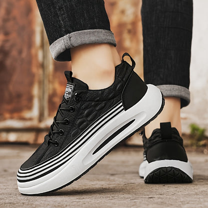 Men's Slip-On Casual Sneakers - Breathable Comfortable Low-Top Shoes with Elastic Panels, PU Upper  PVC Sole for Outdoor Hiking, Running, Daily Wear - All-Season Versatile Streetwear, Hiking Street Shoes, Modern Street Shoes
