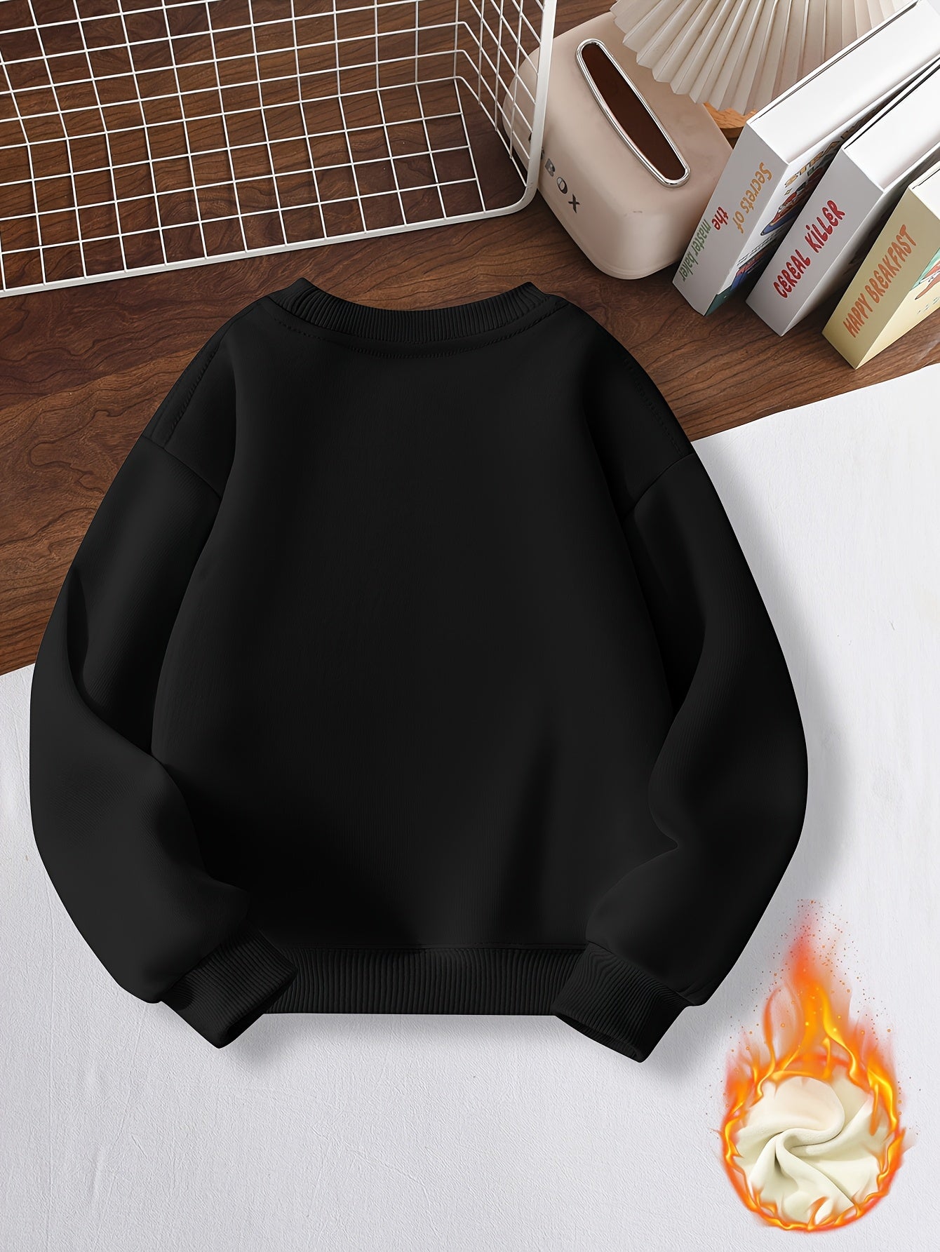 Boys' Warm Fleece Dinosaur Pullover Sweatshirt for Fall Winter