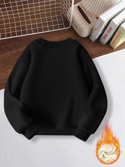 Boys' Warm Fleece Dinosaur Pullover Sweatshirt for Fall Winter