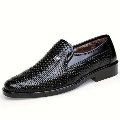 Men's Winter Plush-Lined Business Casual Slip-On Shoes
