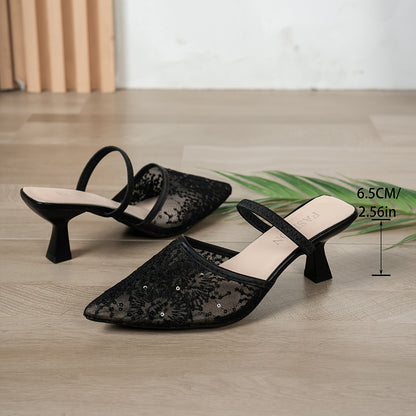 Elegant Women's High Heel Stiletto Mesh Single-Strap Mules