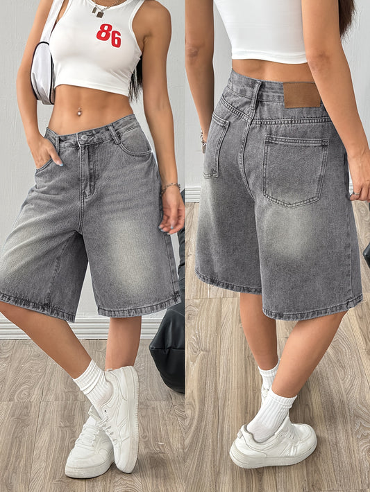 Women’s Casual Wide-Leg Denim Bermuda Shorts for Spring/Summer