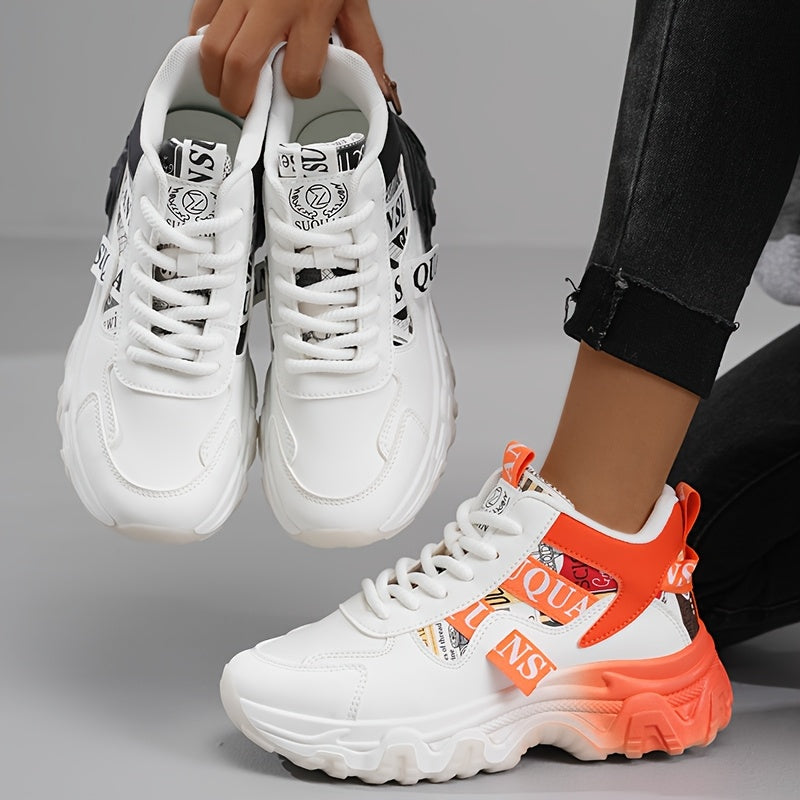 1 Pair Women'S Fashion Sneakers - Lightweight All-Season Running Shoes with Polyurethane Upper, Fabric Inner  Insole, Rubber Sole