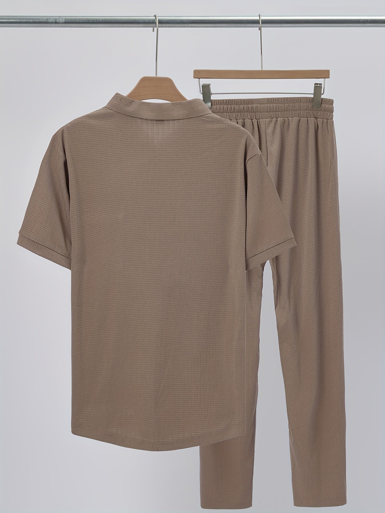 Men's Casual Fashion Short-Sleeve Zip-Up Suit, Suitable for All Seasons - ayq