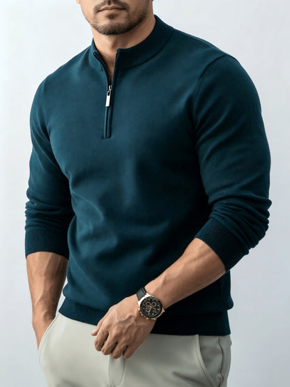 Men's Fall/Winter Half-Zip Stand Collar Knit Pullover Sweater