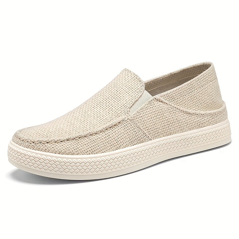 Men'S Summer Slip-On Casual Shoes - Lightweight Breathable Fabric Upper, Cushioned EVA Insole  Durable TPU Sole for Outdoor Travel, Parties, Hiking, Walking - Beige, Party Footwear, Minimalist Design, Comfortable Fit