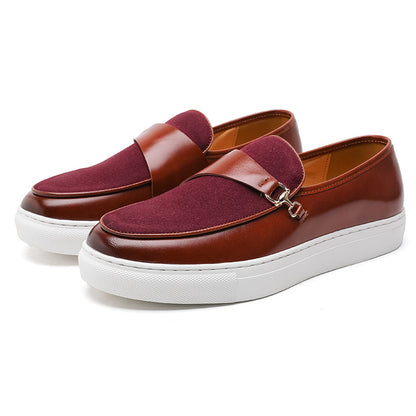 Men's British Style Loafers Casual Patchwork Slip-On Shoes