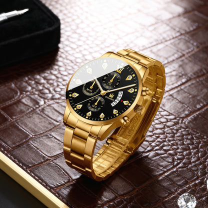 3pcs Men's Fashion High-End Quartz Watch + Business Casual Wallet and Versatile Glasses Combo Set, Perfect Gift for Friends on Holidays and Birthdays, Men's Gift