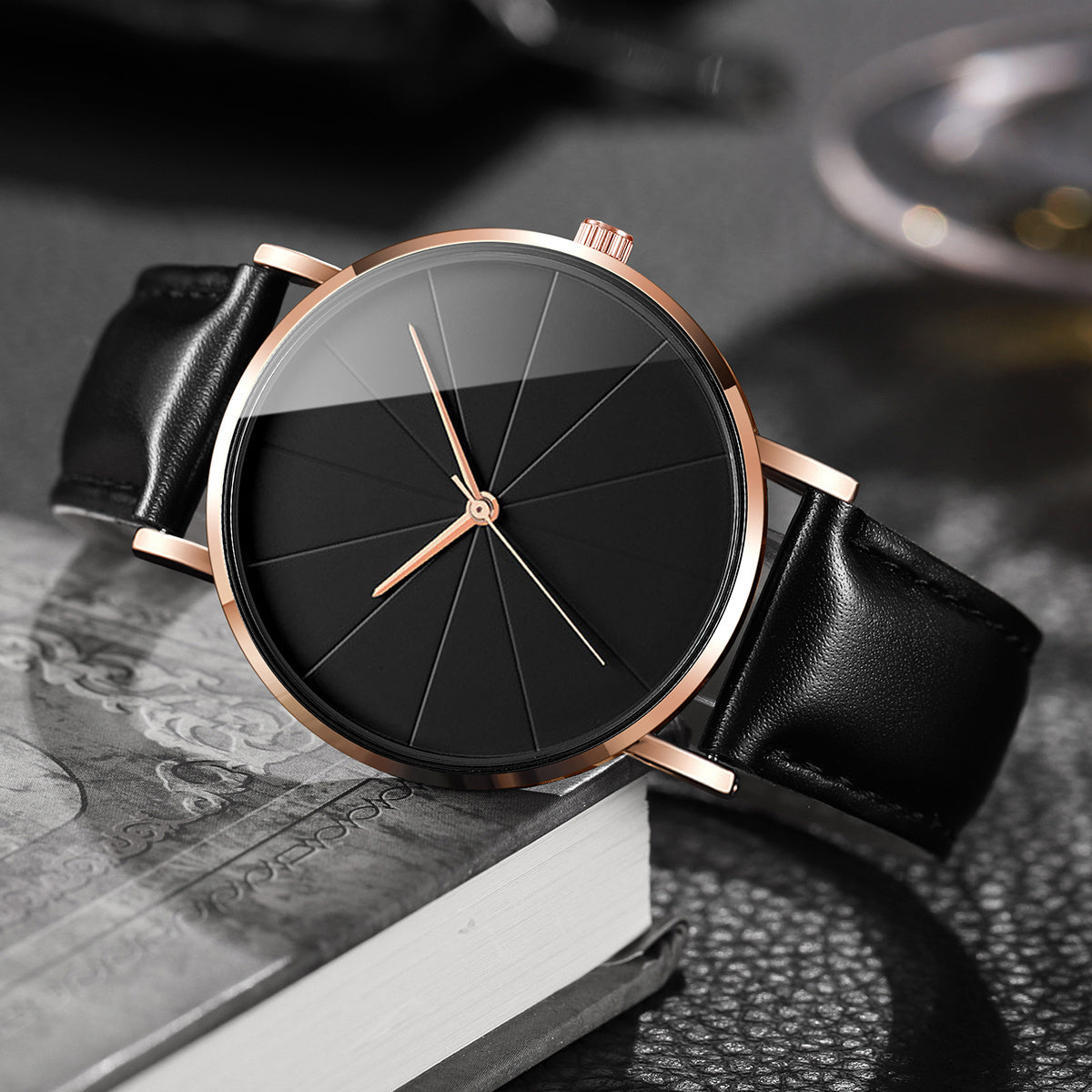 Men'S Luxury Quartz Wristwatch and Jewelry Set | Black Analog Watch with Dual Display, Includes Matching Bracelet, Necklace, and Ring - Ideal for Birthdays, Christmas, Ramadan