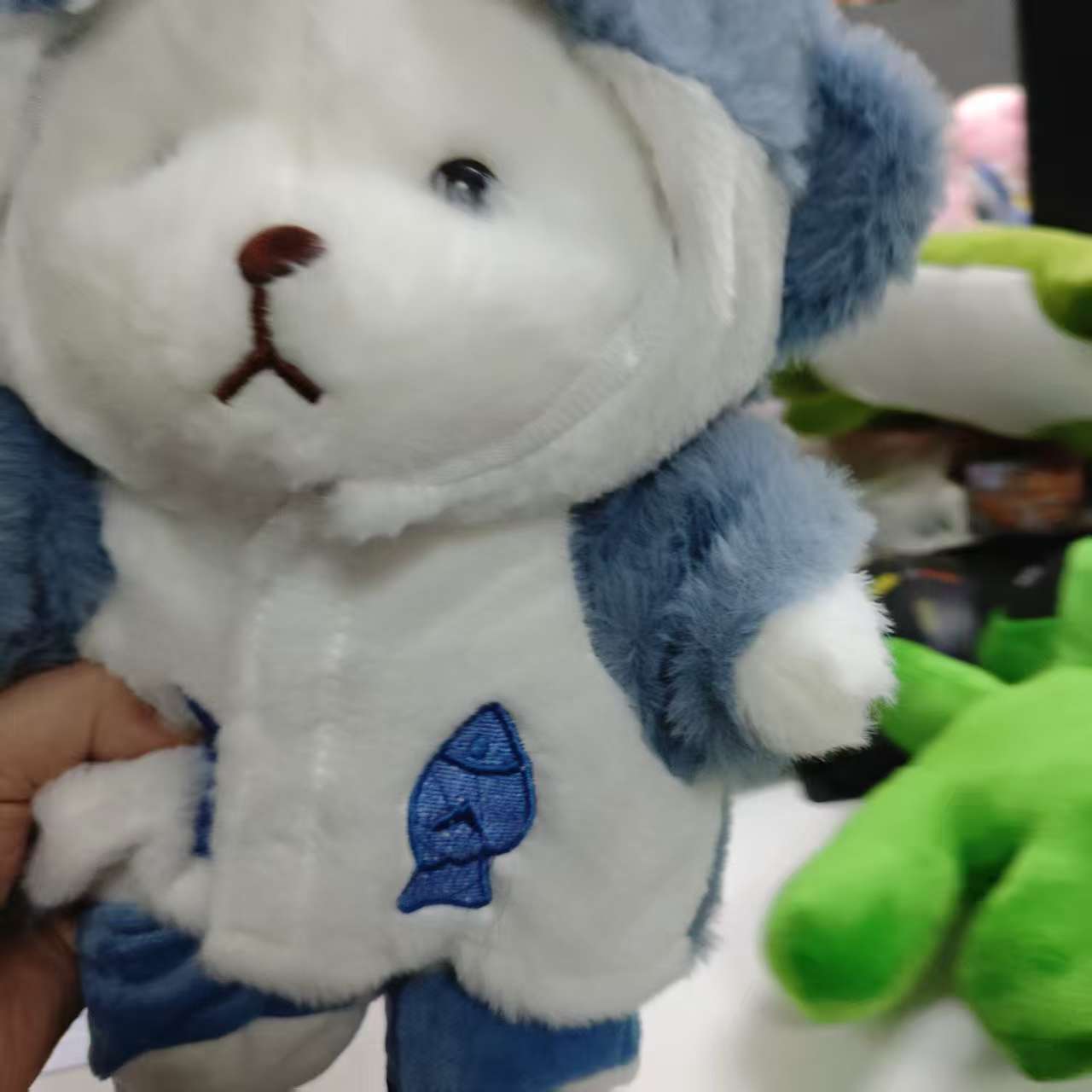 Cute White Teddy Bear Plush Toy with Blue and White Outfit | Soft Stuffed Doll with Coat and Shoes, Creative Gift, Home Decor, Game Filled Animal Series