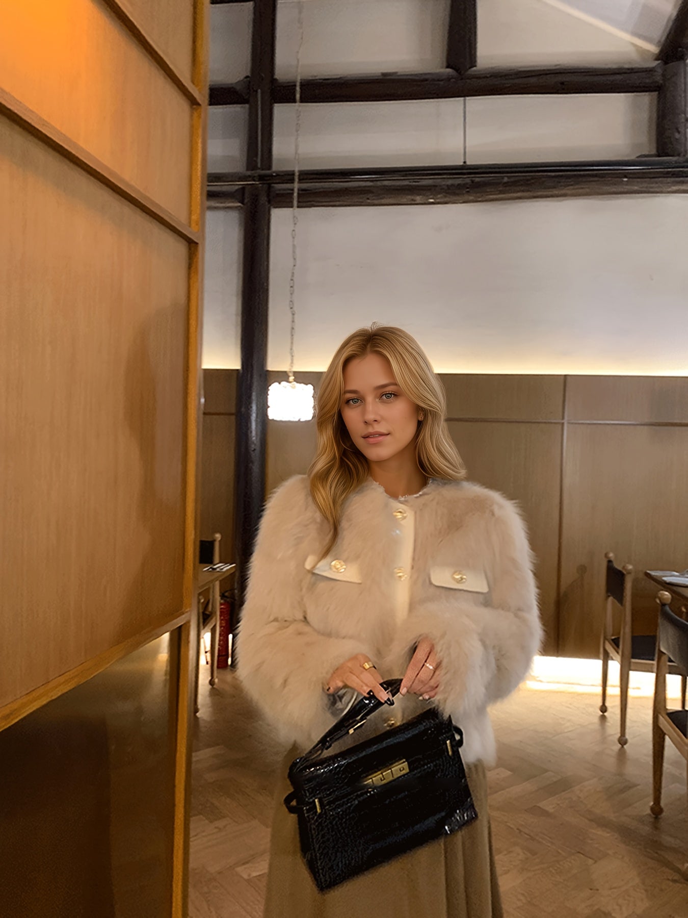 Women'S Elegant Faux Fur Coat - Chic Long Sleeve, Button-Up Front, Loose Fit, Solid Color, Perfect for Fall/Winter Casual Outings, Stylish Outerwear | Chic Long Sleeve | Sleek Design, Fur Coat For Women Winter, Fur Coat Women