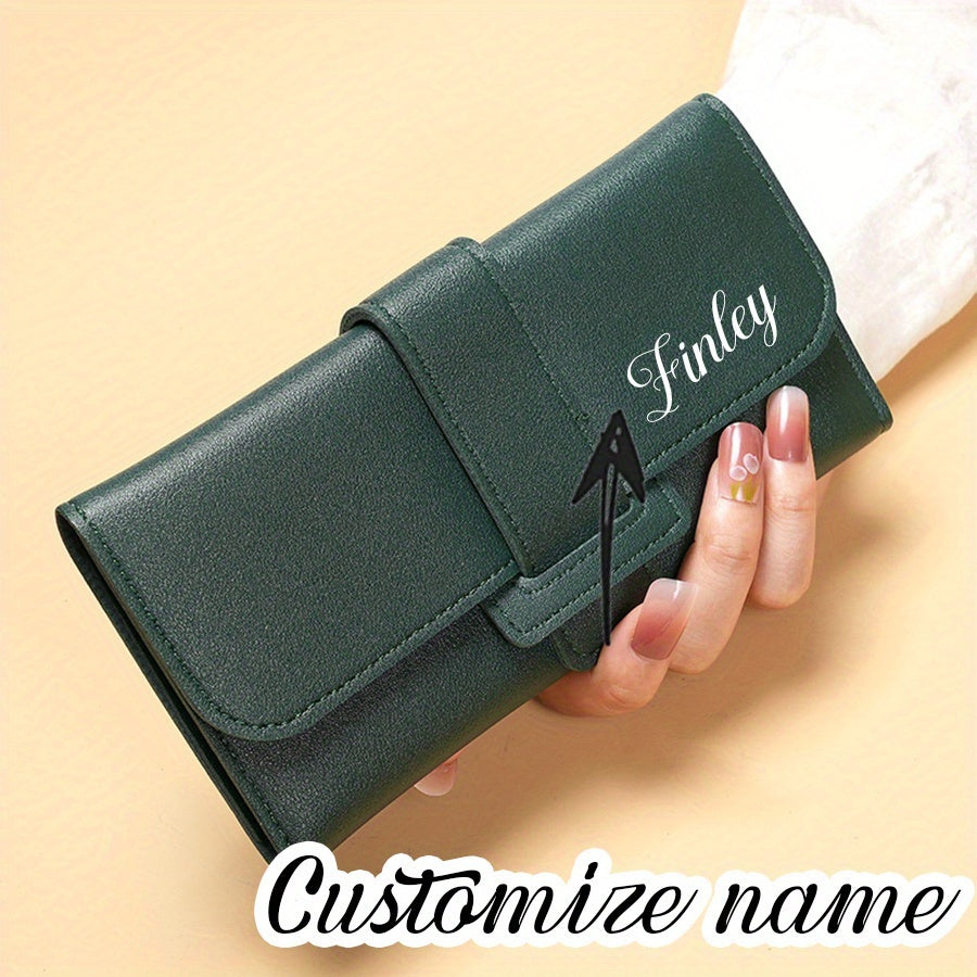 Customized Women's wallet, Women's long style, three fold flip cover, Korean version, small fresh student change pocket, multifunctional buckle wallet. Sending birthday gifts, souvenirs to girlfriends, friends