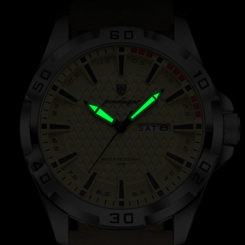 POEDAGAR Men's Casual Quartz Watch with Date & Waterproof
