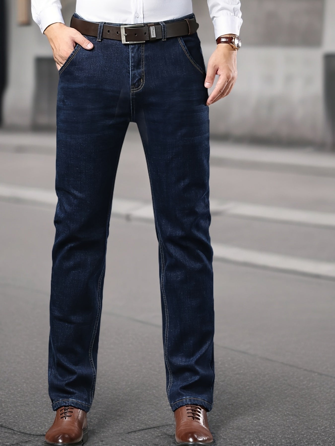 High-quality Men's Denim Trousers, Business Style, Elastic Men's Pants, New Autumn/winter Fashion Trend