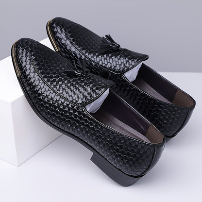 Men's Casual Woven Pattern Loafers with Pointed Toe