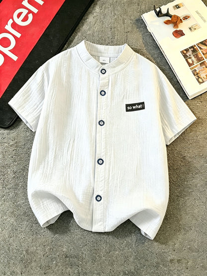 Kids' Casual Cotton Cardigan Shirt, Lightweight Summer Top