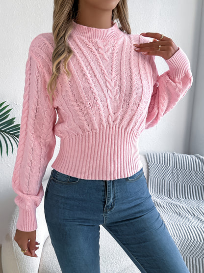 Autumn and Winter Casual Vacation Round Neck Sweater | Long Sleeved Solid Color Women'S Pullover, Medium Stretch Fabric, Regular Fit