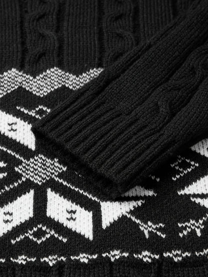 Men's Slim-Fit Cable Knit Sweater - Winter Warm Pullover with Geometric Corduroy Clasp (Adjustable Rope), Round Neck Long Sleeve Casual Sweating for Fall/Winter Layering - Hand Washable Knitwear for Smart-Casual Outfits (Not