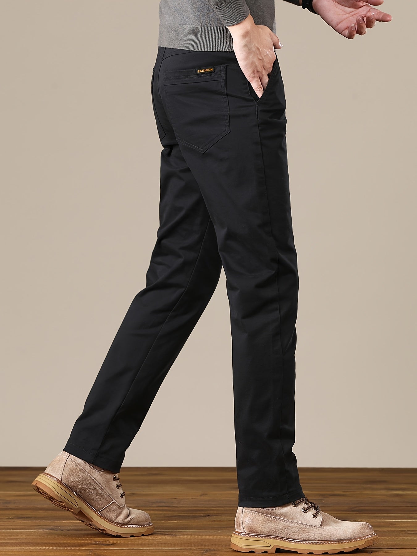 Men's Slim Fit Cotton Stretch Straight-Leg Pants for Spring & Fall