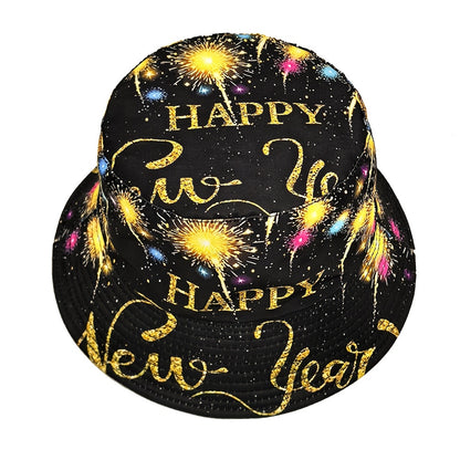 MIACAWOR Dual-Sided New Year's Bucket Hat, Lightweight & Stylish Fisherman Cap for Outdoor Parties