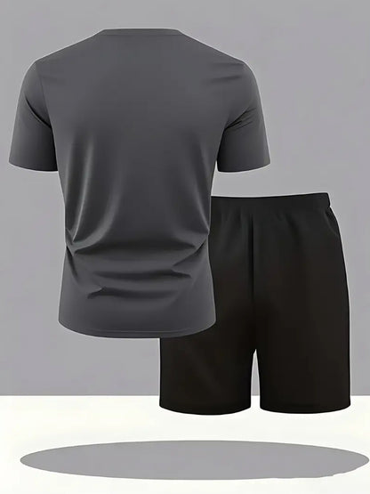 Men's Quick-Dry Swim Set - Breathable Short Sleeve Tee & Boxer Shorts