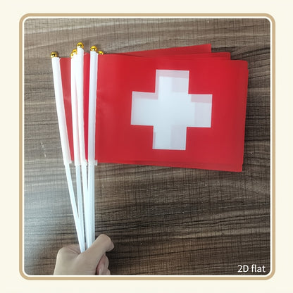 Mini Switzerland Handheld Flag - 2D Polyester Garden & Party Decor