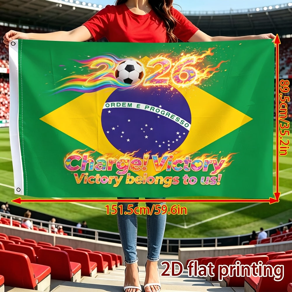 Brazil 2026 Football Fan Flag - Vibrant Polyester Sports Banner