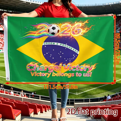 Brazil 2026 Football Fan Flag - Vibrant Polyester Sports Banner