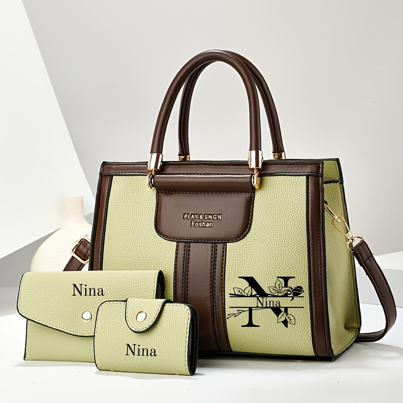 Vintage Red 3-Piece Mother-Daughter Bag Set with Custom Name
