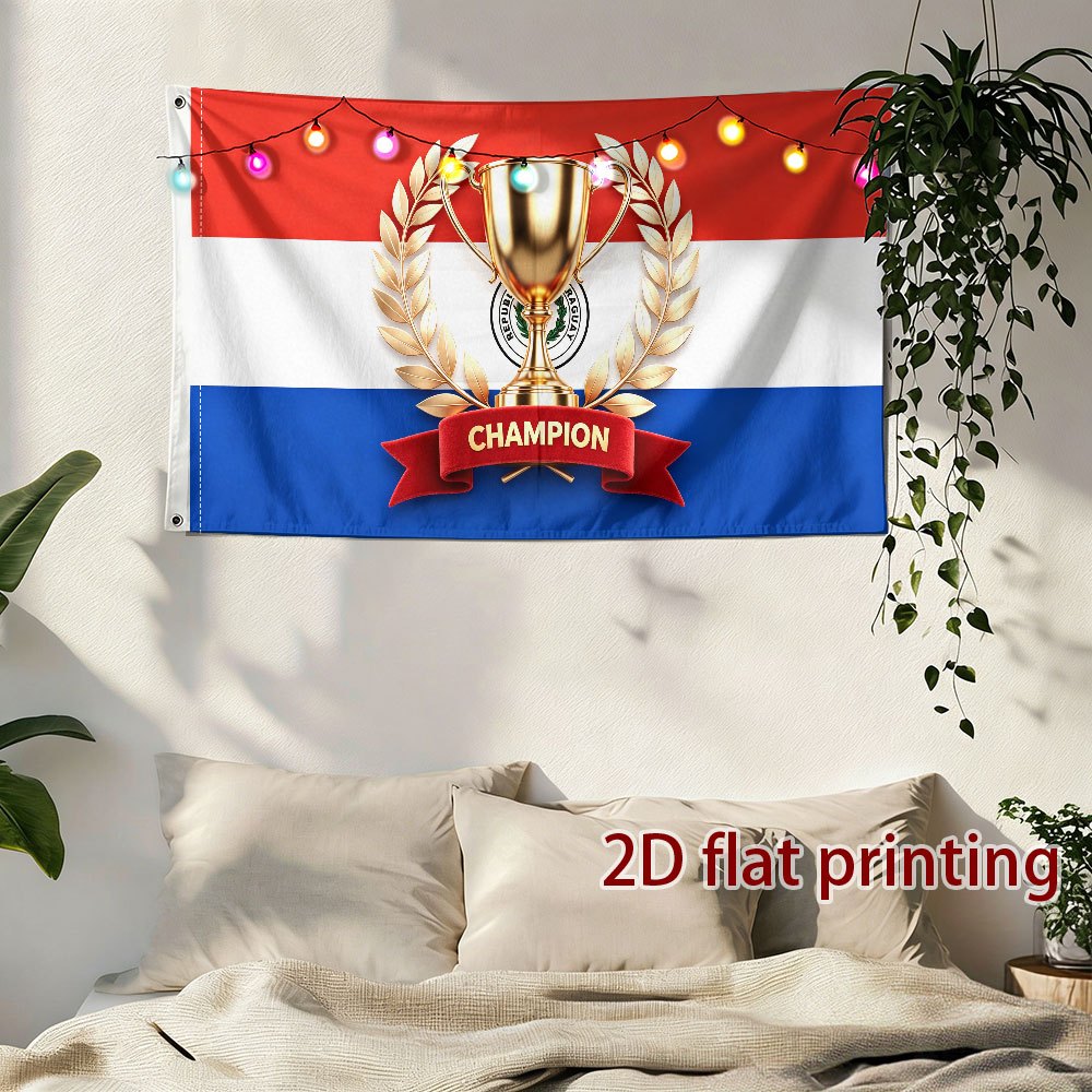 Paraguay Football Style Polyester Fan Banner for Sports & Parties