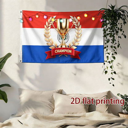 Paraguay Football Style Polyester Fan Banner for Sports & Parties