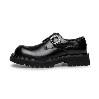 Men's Casual Leather Slip-On Business Shoes with Thick Sole