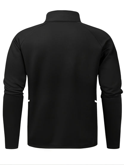 Men'S Slim Fit Quick-Dry Zip-Up Jacket - Lightweight Comfort Fabric, Stand Collar, Long Sleeves for Running & Outdoor Activities, Olive Green, Fall/Winter Casual Sportswear, Sportswear | Sleek Design | Durable Sportswear